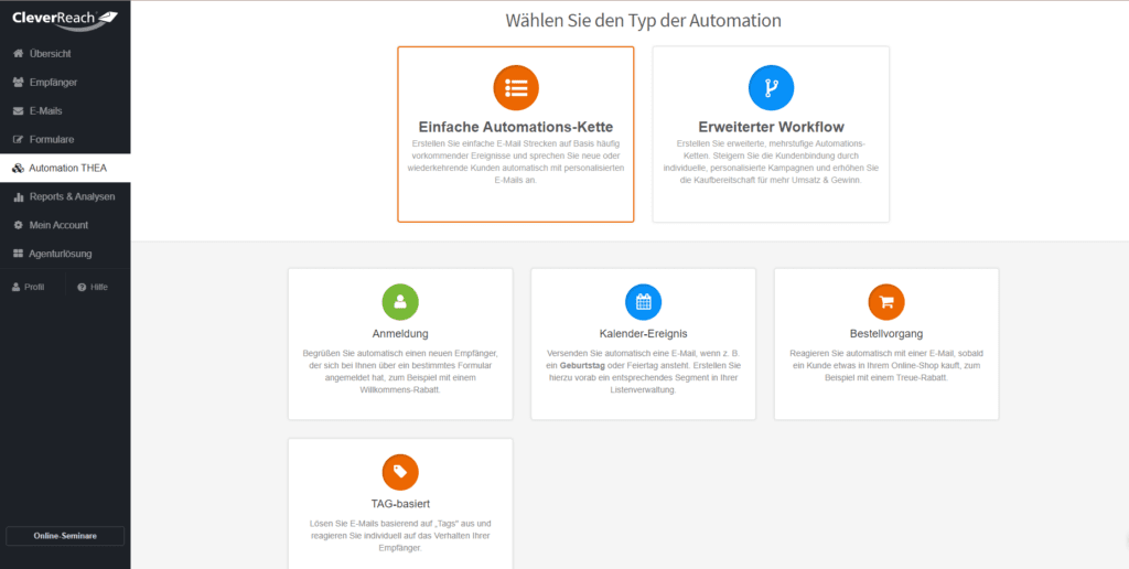 Automationen bei CleverReach im Newsletter-Vergleich