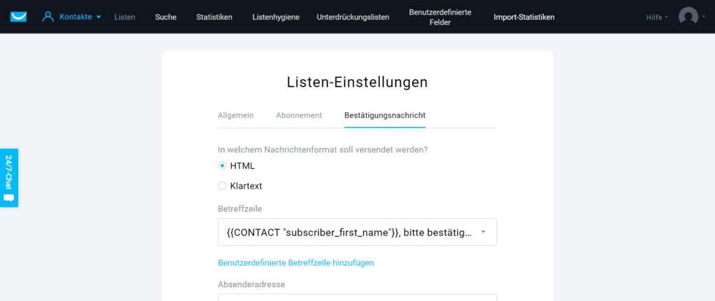 Unter Listeneinstellungen bei Kontakte kannst du den Stil der DOI ändern.