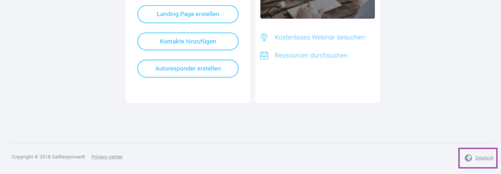 Sprache bei GetResponse ändern