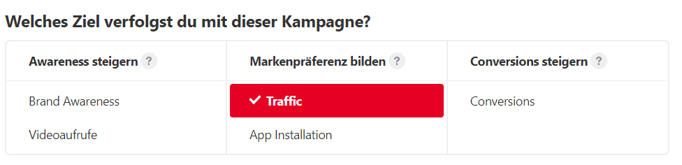 Kampagnenziel wählen