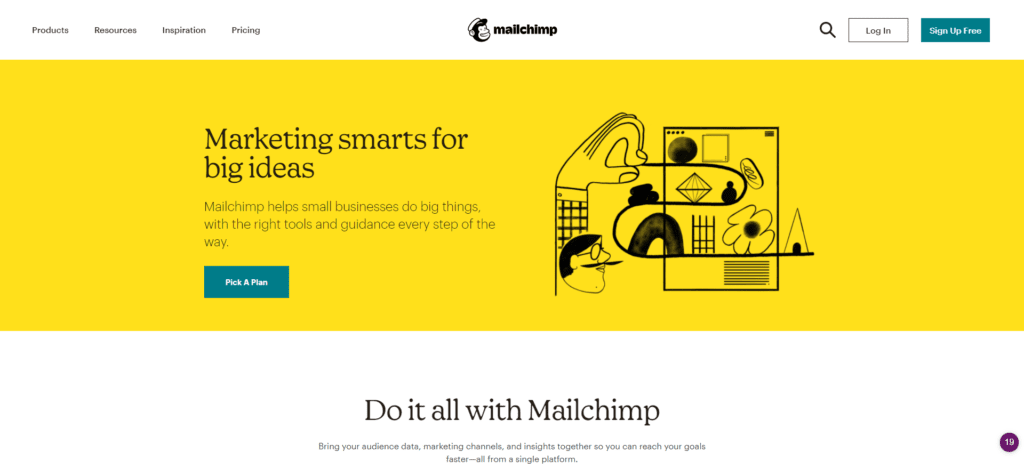 Mailchimp-Startseite