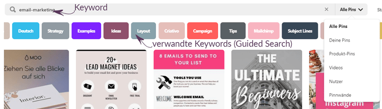 Pinterest Keywordrecherche - Pinterest Grundlagen Nr. 4