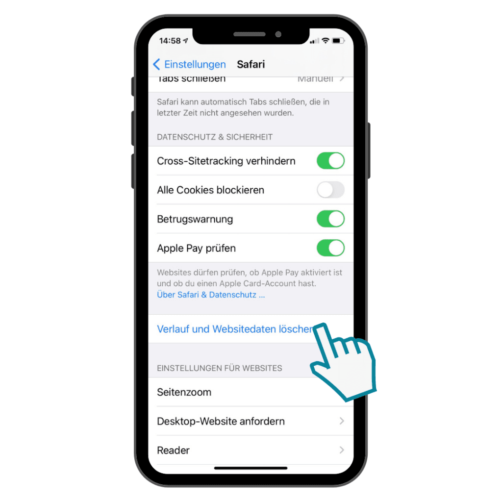 Safari Cache löschen am Smartphone - Schritt 2
