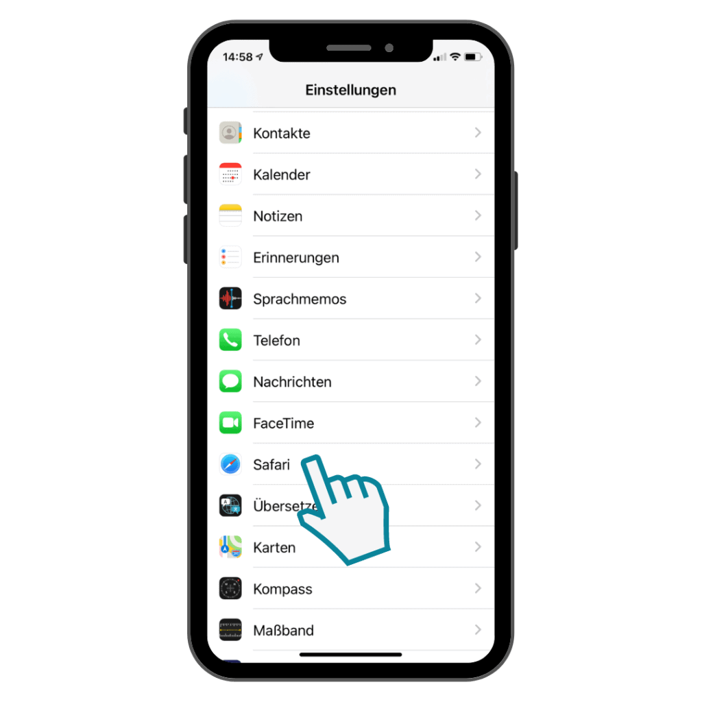 Safari Cache löschen am Smartphone - Schritt 1