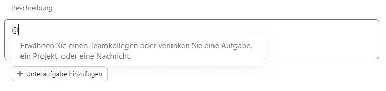 Erwähne Projekte, Aufgaben oder Team-Kollegen in der Beschreibung oder in den Kommentaren  - asana 6 Hacks und Tricks - Olga Weiss Technik-Expertin