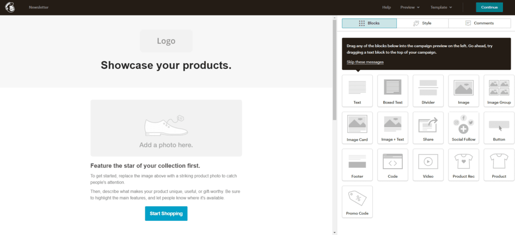 Mailchimp Newsletter Drag-and-Drop-Editor