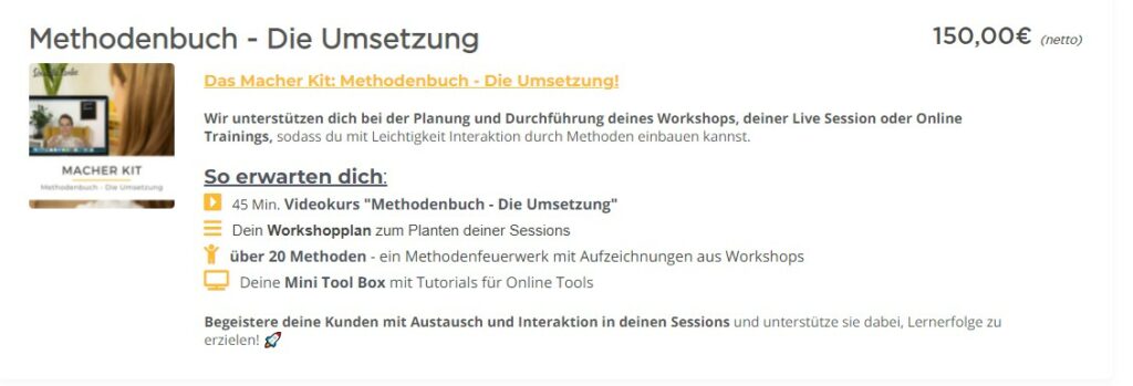 Kurze Beschreibung eines elopage digitalen Produktes auf der Bezahlseite von Daniela Reuter